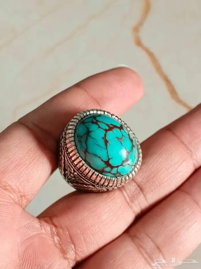 خاتم فضة بحجر الفيروز السيناوي 5
