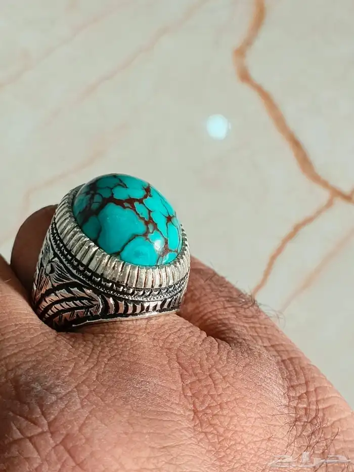 خاتم فضة بحجر الفيروز السيناوي 15