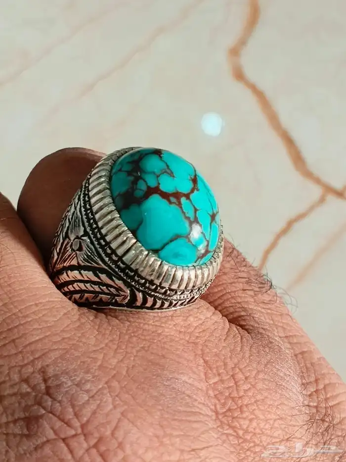 خاتم فضة بحجر الفيروز السيناوي 12