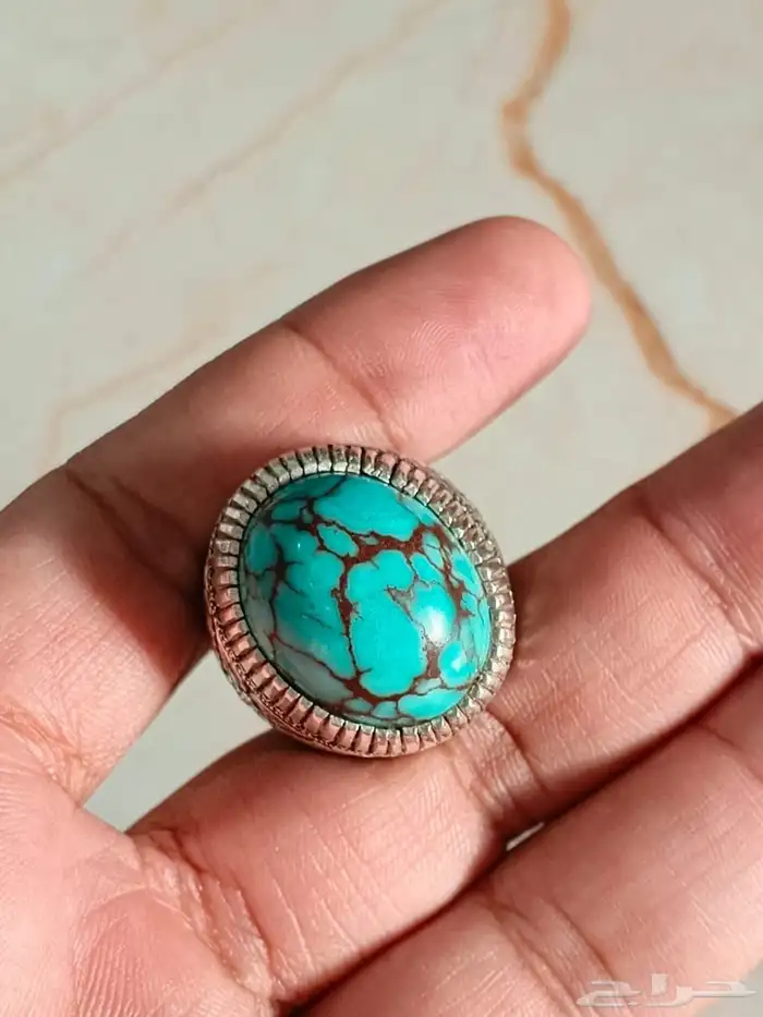 خاتم فضة بحجر الفيروز السيناوي 20