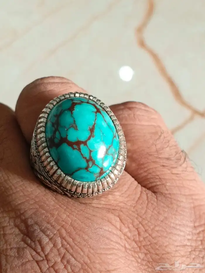 خاتم فضة بحجر الفيروز السيناوي 16