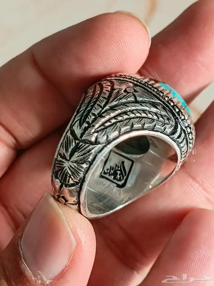 خاتم فضة بحجر الفيروز السيناوي 11