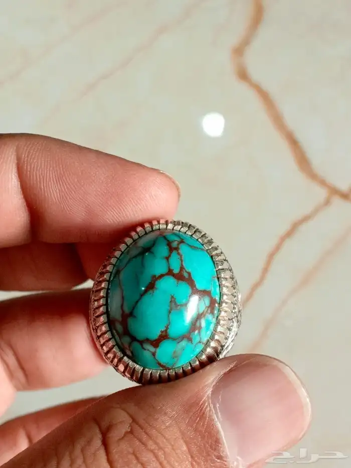 خاتم فضة بحجر الفيروز السيناوي 10