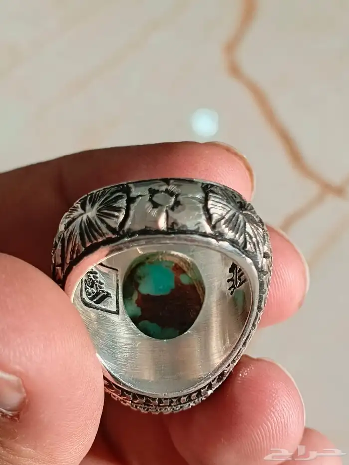 خاتم فضة بحجر الفيروز السيناوي 17