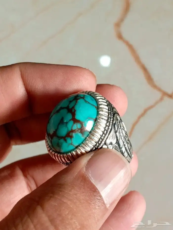 خاتم فضة بحجر الفيروز السيناوي 9