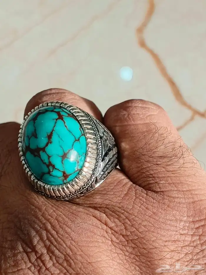 خاتم فضة بحجر الفيروز السيناوي 21