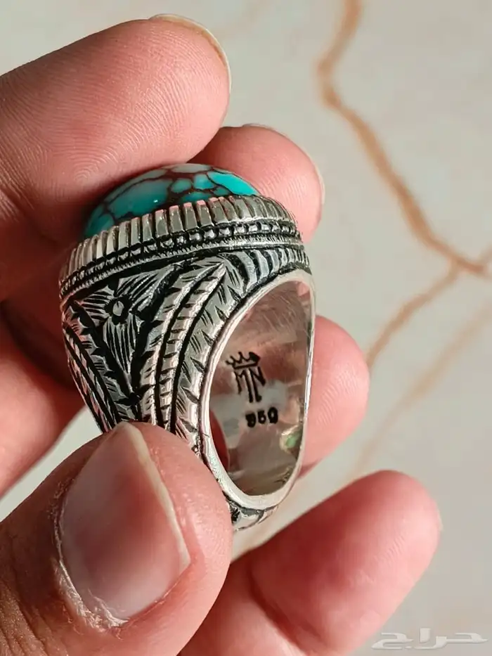 خاتم فضة بحجر الفيروز السيناوي 19