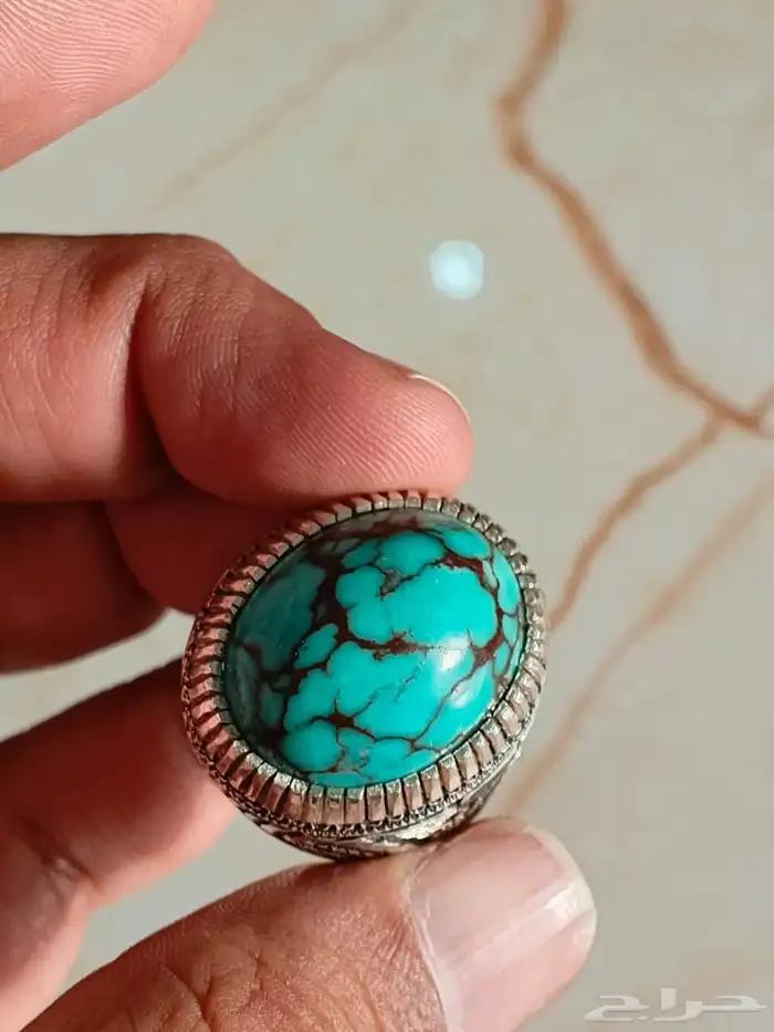 خاتم فضة بحجر الفيروز السيناوي 4