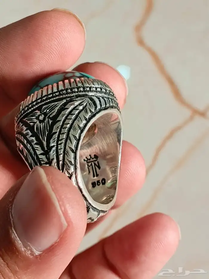 خاتم فضة بحجر الفيروز السيناوي 6
