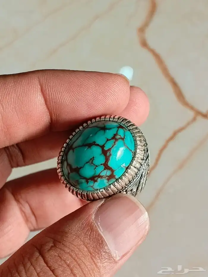 خاتم فضة بحجر الفيروز السيناوي 14