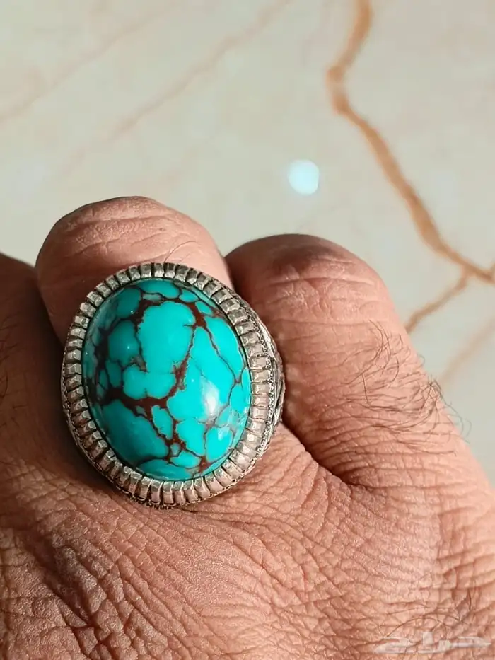 خاتم فضة بحجر الفيروز السيناوي 7