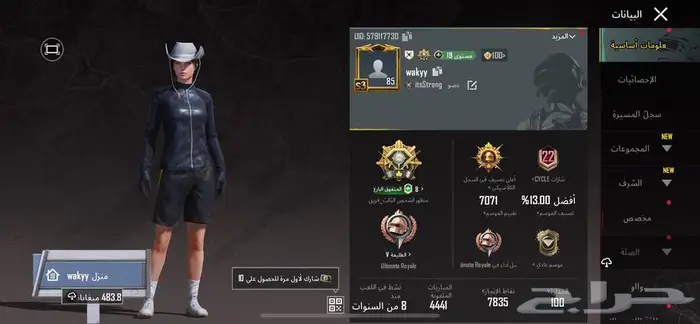 حساب ببجي نوادر 0