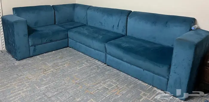 كنب صاله ازرق قماش قطيفة 0