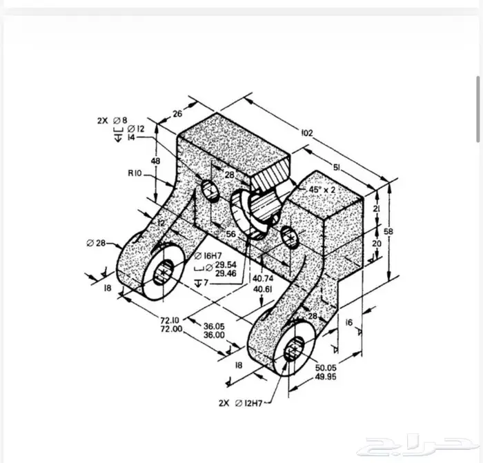 رسم هندسي دراونق لكلية الجبيل والمعهد التقني 2