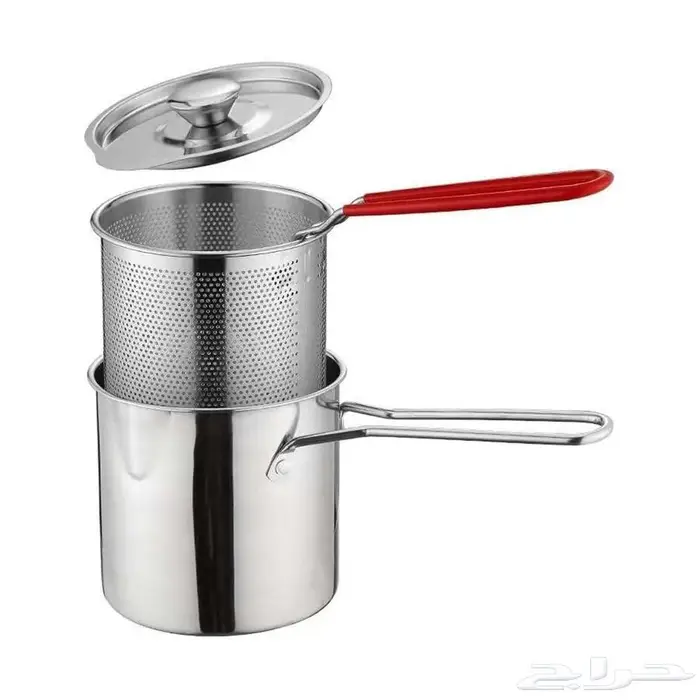 وعاء مقلاة عميقة من ستانلس ستيل مع سلة ومصفاة زيت 8