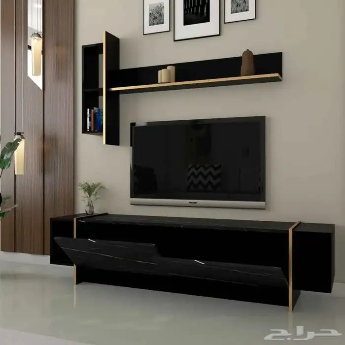 طقم طاولات مودرن اسود رخامي مع ذهبي 4