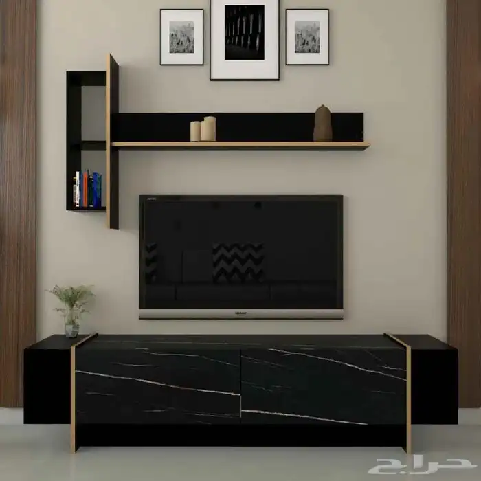 طقم طاولات مودرن اسود رخامي مع ذهبي 2