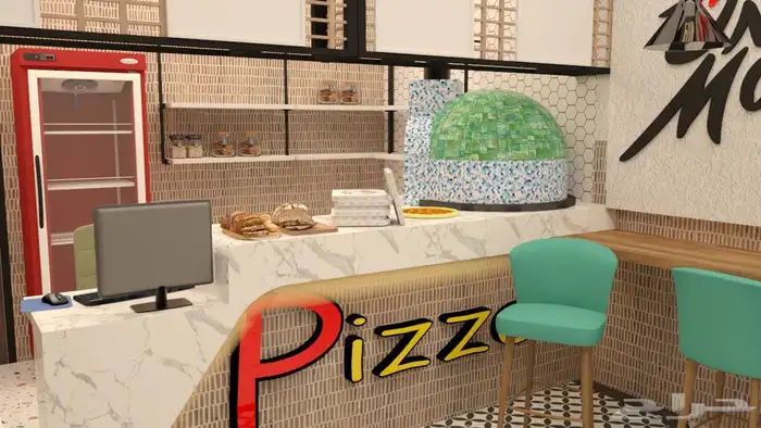تصميم ديكور محل بيتزا 5