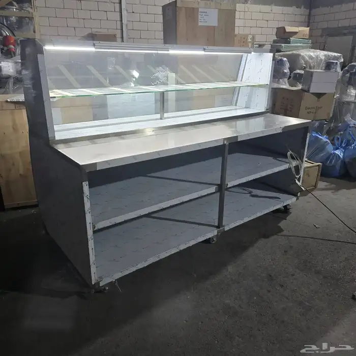 طاوله عرض استيل اصلي معزوله بعازل حراره يوجد معها لمبه ضوء 0