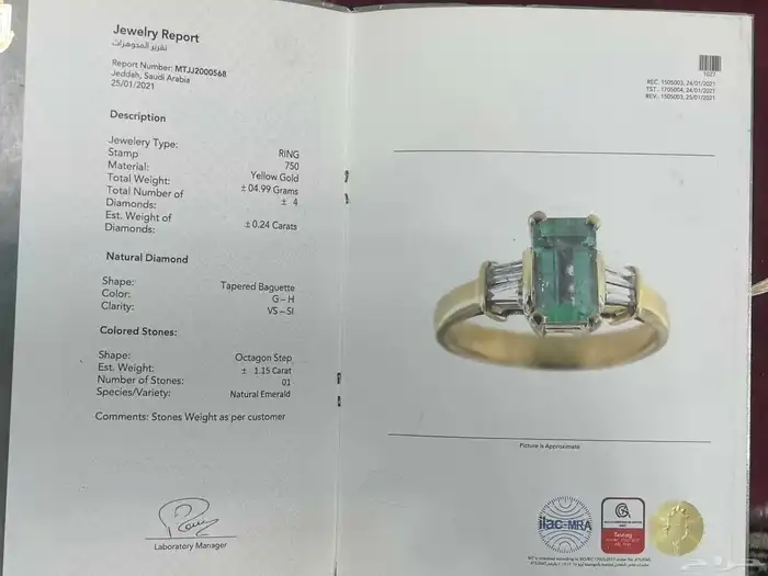 خاتم ذهب بزمرد طبيعي فاخر 2