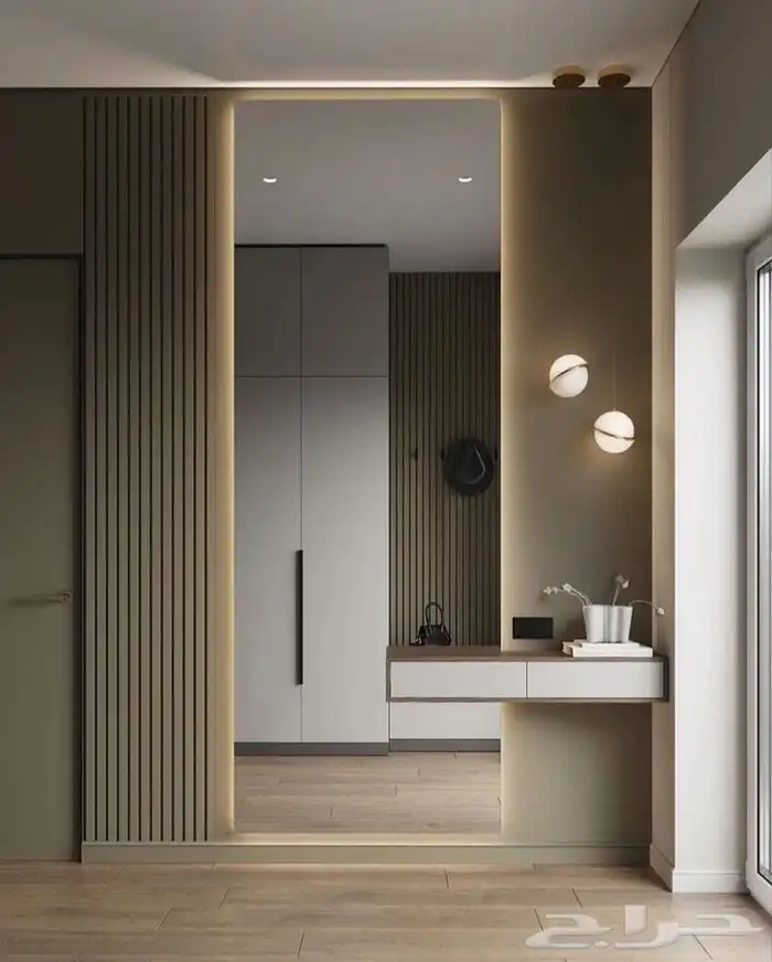 ديكورات مدخل استقبال مرايا مع بديل الشيبورد 0