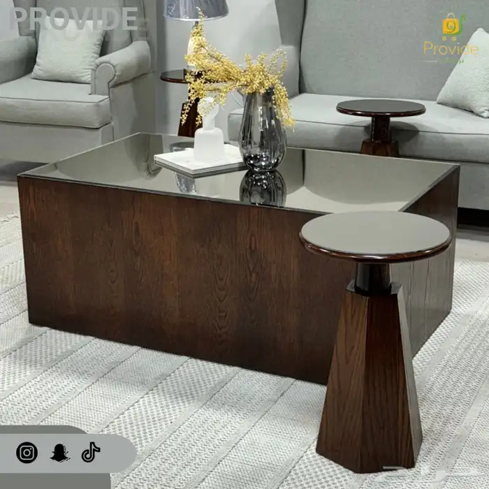 طقم طاولات خشب سنديان فاخر 2