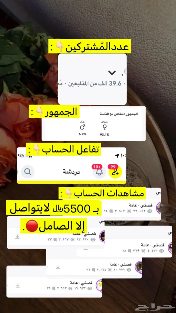 سناب للبيع لايتواصل إلا الصامل   . 0