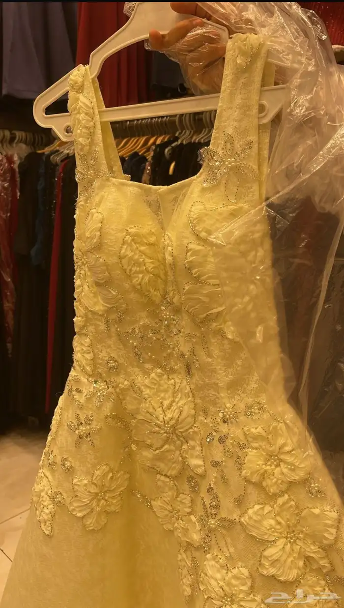 فستان سهره اصفر مقاس s 0