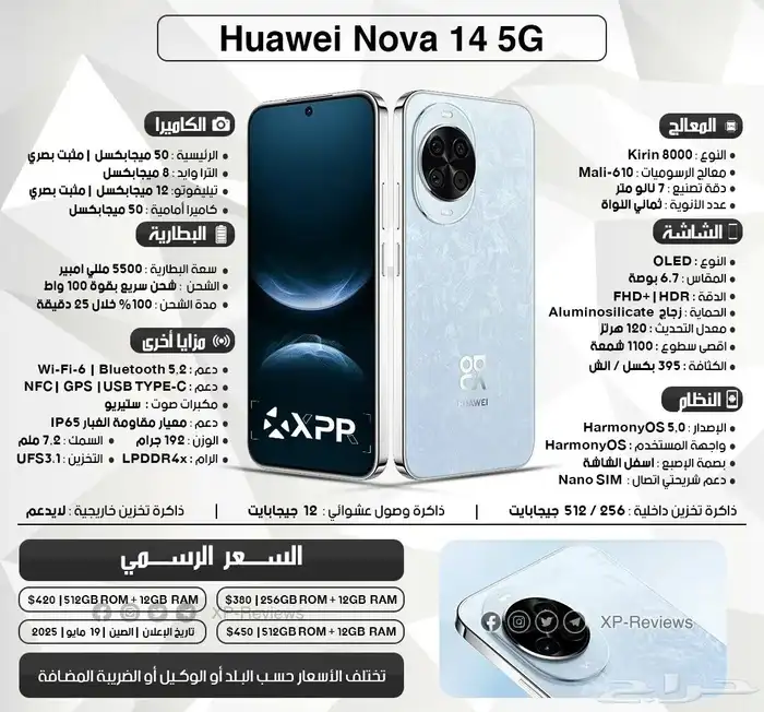 جوال جديد هواوي نوفا 14 ذاكرة 256 للبيع 3