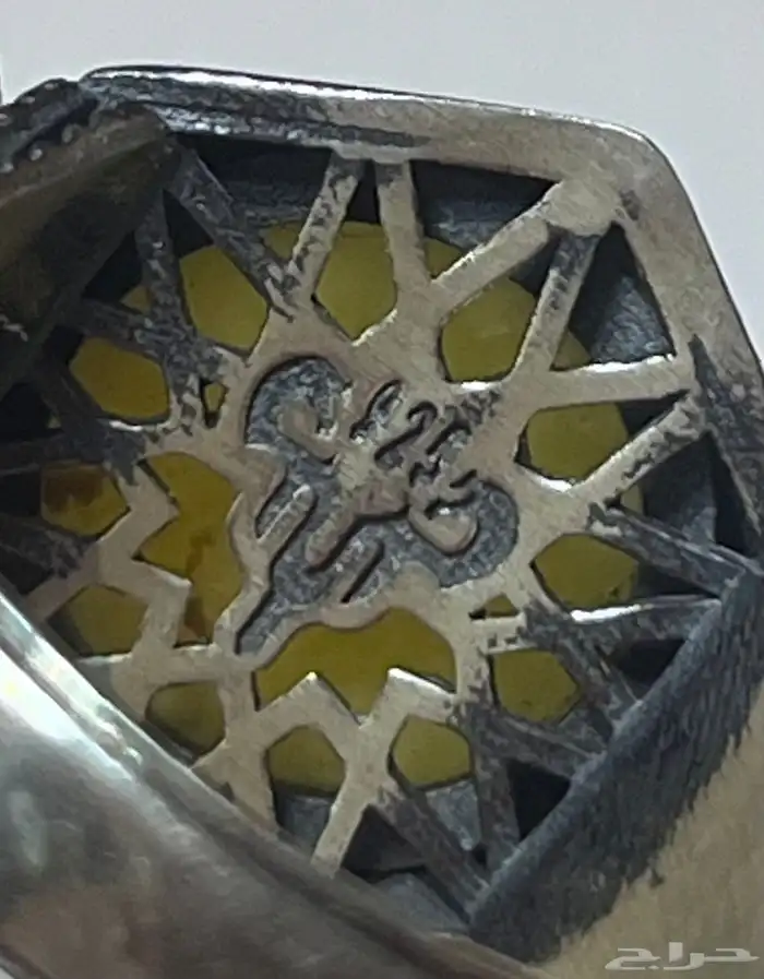 خاتم فضه فص كهرب 3