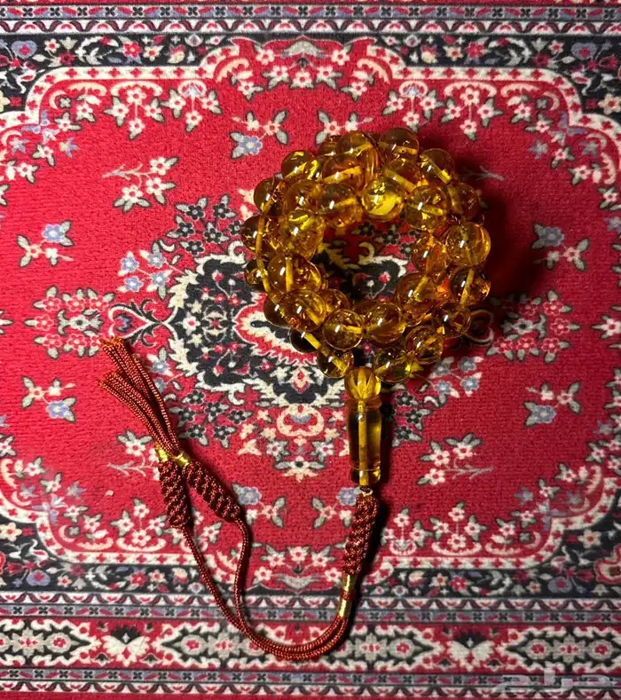 سبحة كهرمان حشري شوائبي شفاف 5