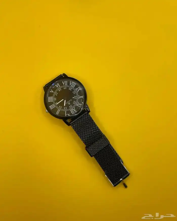 ساعة يد جلد اسود 0