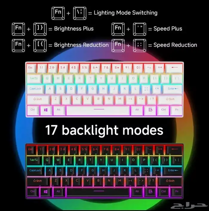 كيبورد قيمنق عربي و انجليزي حجم 60 2