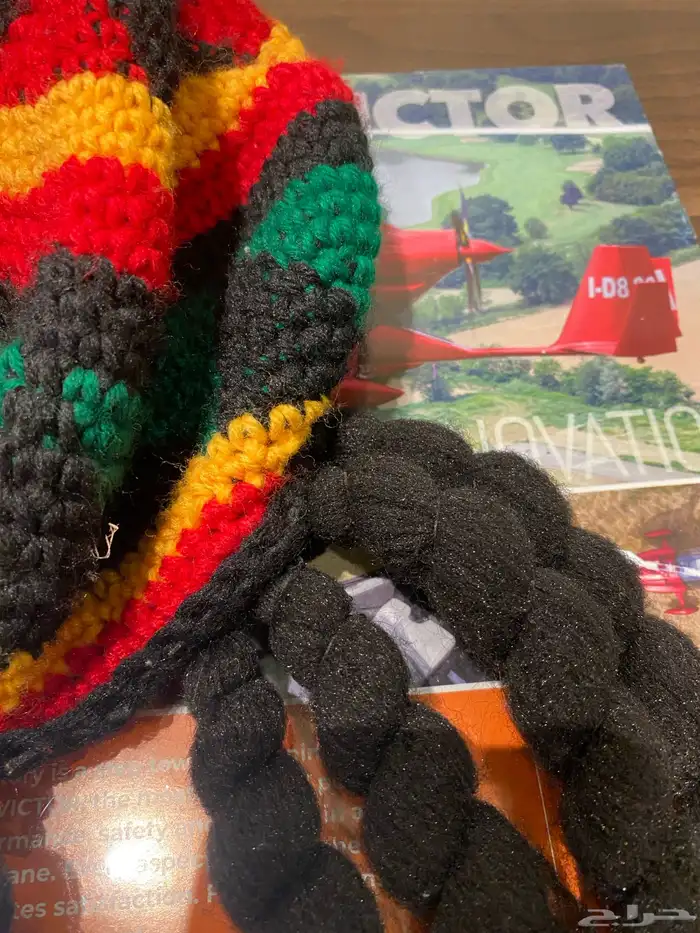 قبعة راستا (جامايكية) حياكة يدوية أصلية مع جدايل 4