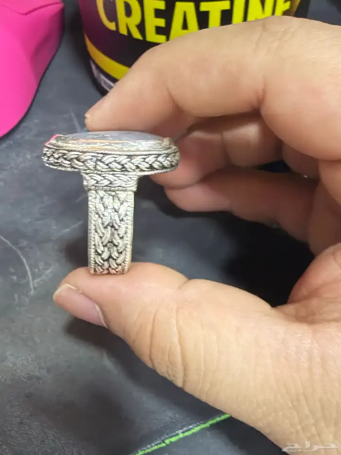 خاتم مصور شجري تفصيل الديجاني فضة مقاس 29 راهي حق عمالقة 1