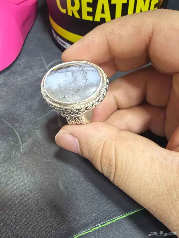 خاتم مصور شجري تفصيل الديجاني فضة مقاس 29 راهي حق عمالقة 0