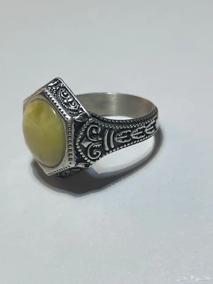 خاتم فضه فص كهرب 1