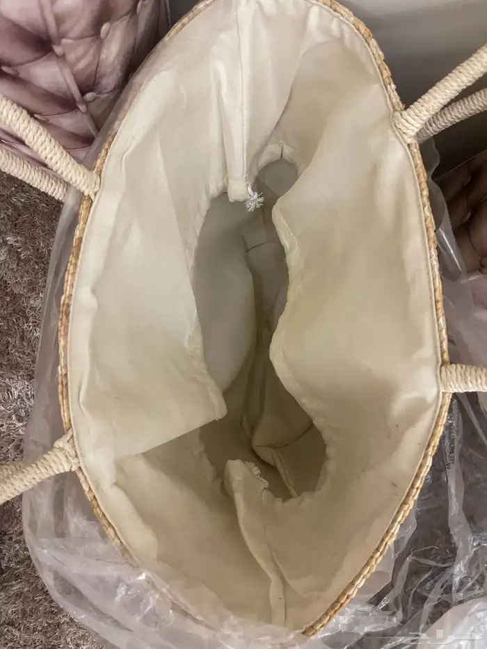 حقيبة شنطة يدويةمصنوعة من سعف الخيزران ناعمة مع بطانة داخلية 2