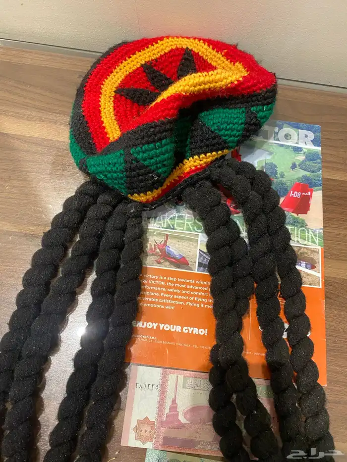 قبعة راستا (جامايكية) حياكة يدوية أصلية مع جدايل 2