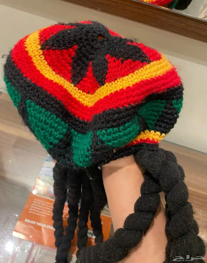 قبعة راستا (جامايكية) حياكة يدوية أصلية مع جدايل 0
