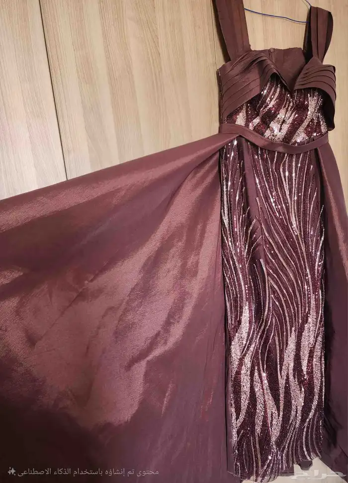 فستان سهرة عودي على بني غامق 0