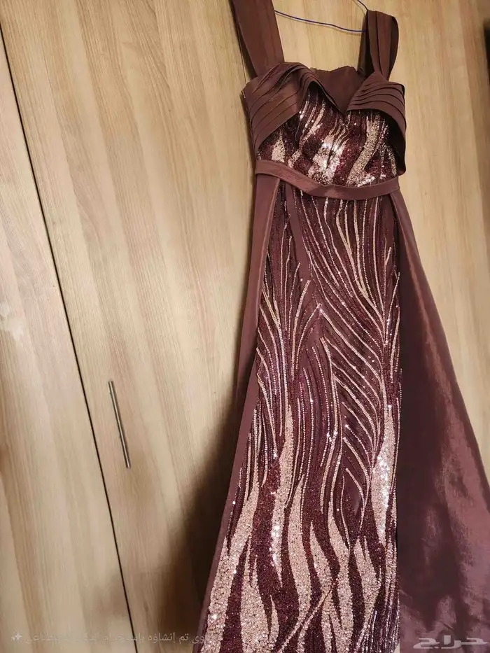 فستان سهرة عودي على بني غامق 1