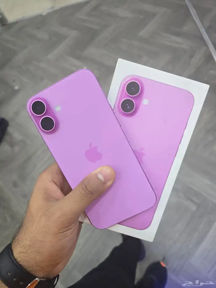 ايفون 16 plus بلس وردي بطارية   100 0
