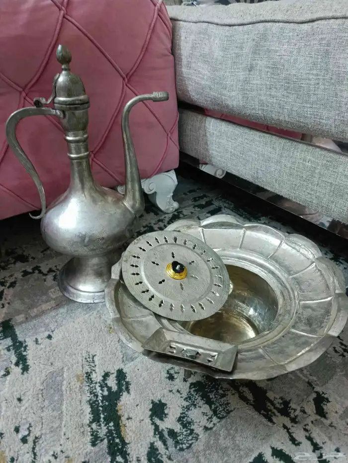طقم إبريق وحوض معدني أفغاني تقليدي 1
