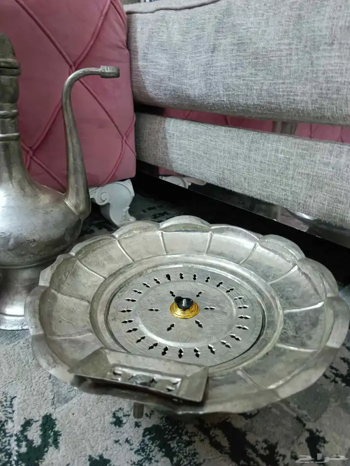 طقم إبريق وحوض معدني أفغاني تقليدي 3