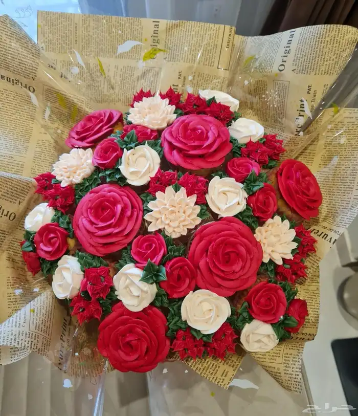 كب كيك على شكل بوكية ورد 1