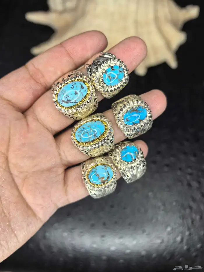 خواتم فضة فيروز نيشابوري صياغة ( عباسي H ) 1