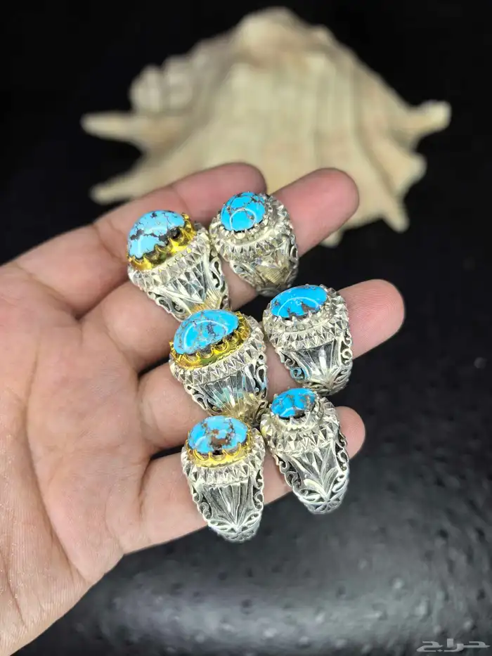 خواتم فضة فيروز نيشابوري صياغة ( عباسي H ) 2