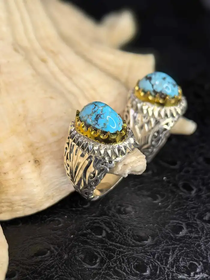 خواتم فضة فيروز نيشابوري صياغة ( عباسي H ) 0