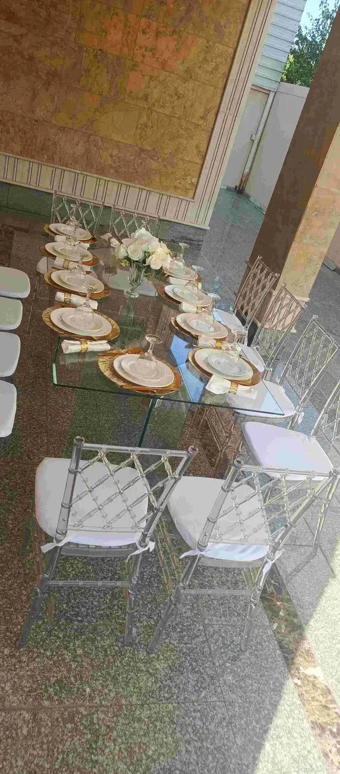تأجير كراسي طاولات طعام بأنواعها زجاج مستطيلة ودئريه وخشب 9